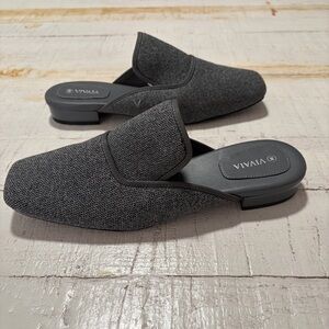 Vivaia Marie Square Toe Mules EU size 39 Grey Slip On Loafer Flats US size 8